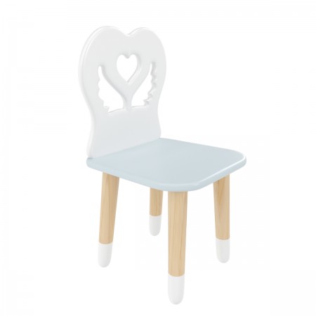 Детский стул Крылья с сердцем голубой, с носочками, Bambini Letto