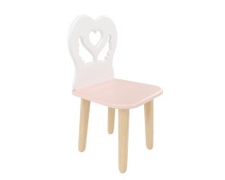 Детский стул Крылья с сердцем розовый