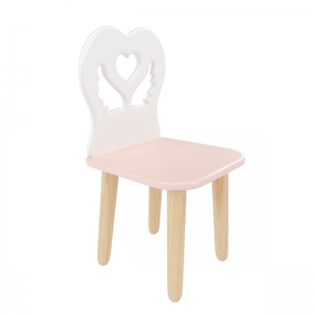Детский стул Крылья с сердцем розовый, Bambini Letto