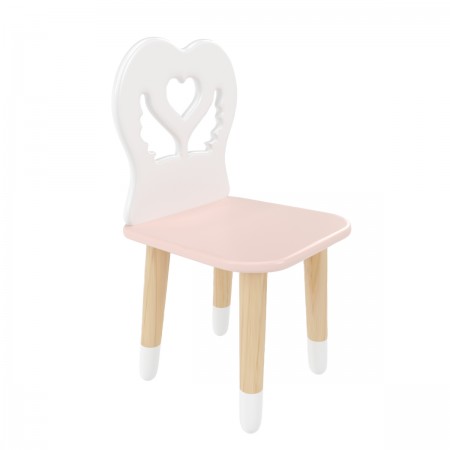 Детский стул Крылья с сердцем розовый, с носочками, Bambini Letto
