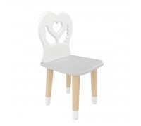 Детский стул Крылья с сердцем серый перламутр, с носочками