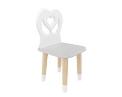 Детский стул Крылья с сердцем серый перламутр, с носочками