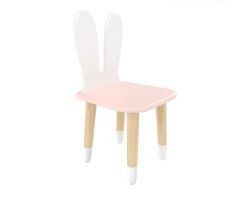 Детский стул Уши зайца розовый, с носочками