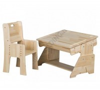 Растущая парта и стул - массив сосны