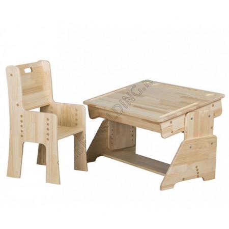 Растущая парта и стул - массив сосны