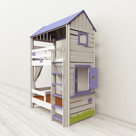 Кровать двухярусная игровая Домик, Бэби-Мебель