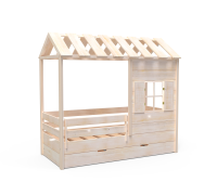 Кровать домик из массива с выкатным спальным местом