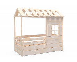 Кровать домик из массива с выкатным спальным местом