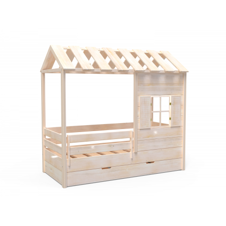 Кровать домик из массива с выкатным спальным местом, Bambini Letto