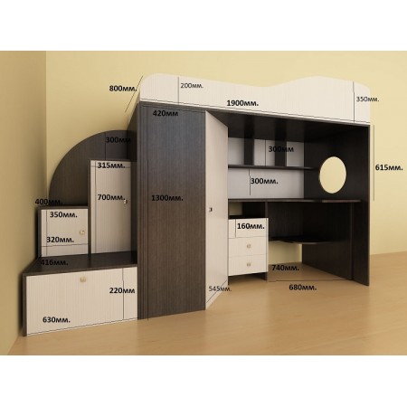 Кровать-чердак - Кадет 1, Ярофф (Легенда, Гармония)