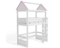 Кровать чердак Домик Нежность 2Т высокая 