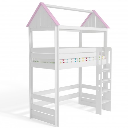 Кровать чердак Домик Нежность 2Т высокая , Bambini Letto