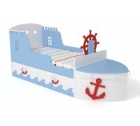 Кровать детская игровая Корабль голубой