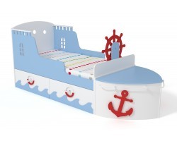 Кровать детская игровая Корабль голубой