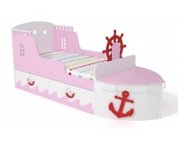 Кровать детская игровая Корабль розовая