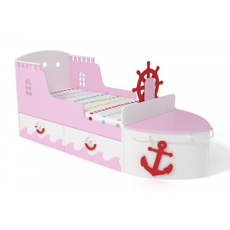 Кровать детская игровая Корабль розовая, Bambini Letto