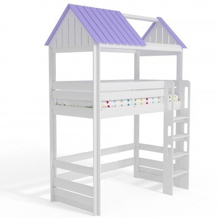 Кровать чердак Домик Нежность 1К высокая, Bambini Letto