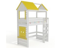 Кровать чердак Домик Нежность 1К+ С крышей и окном