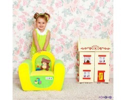 Игровое детское кресло Медвежонок - Желтый+Салатовый