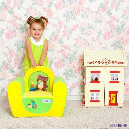 Игровое детское кресло Медвежонок - Желтый+Салатовый, PAREMO