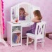 Белый деревянный туалетный столик (трельяж) для девочек "Делюкс" (Deluxe Vanity & Chair), KidKraft