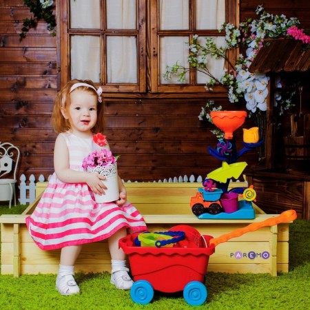 5015, Деревянная песочница Алладин , PS116-01, 3800ք, Деревянная песочница Алладин 2 лавки, пропитка, подложка, PAREMO, Детские песочницы