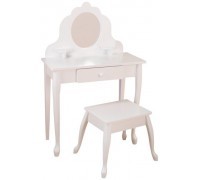 Белый туалетный столик из дерева для девочки "Модница" (White Medium Vanity & Stool)