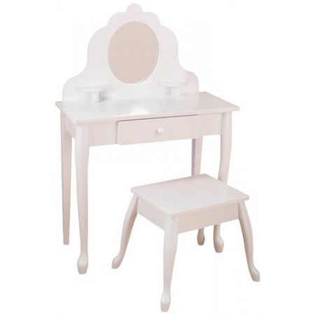 Белый туалетный столик из дерева для девочки "Модница" (White Medium Vanity & Stool), KidKraft