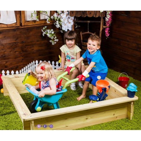 5016, Деревянная песочница Синдбад, PS116, 4350ք, Деревянная песочница Синдбад 4 лавки, пропитка, подложка, PAREMO, Детские песочницы