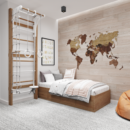Спортивный комплекс и кровать из массива дуба, Bambini Letto