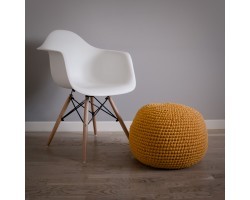 Вязаный пуф горчичный