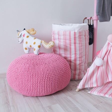 Вязаный пуф розовый, VamVigvam
