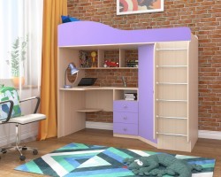 Кровать чердак «Кадет 1» с металлической лестницей