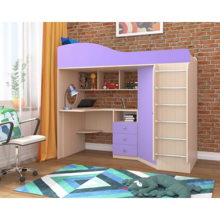 Кровать чердак «Кадет 1» с металлической лестницей, Ярофф