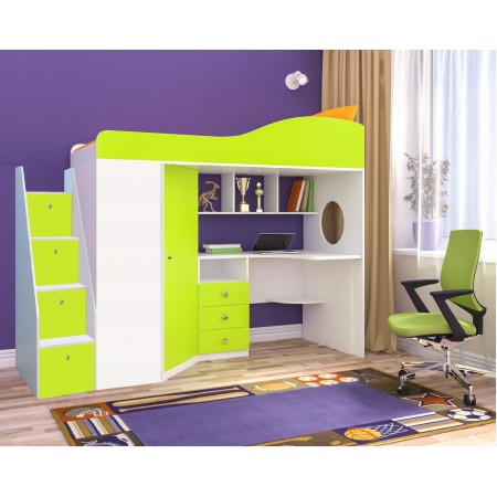 Кровать чердак «Кадет 1» с универсальной лестницей, Ярофф (Легенда, Гармония)