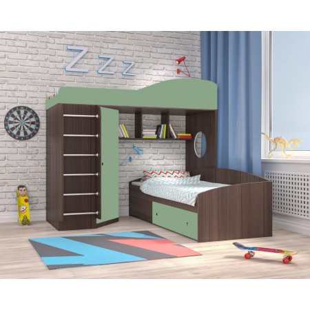 Кровать чердак «Кадет 2» с металлической лестницей, Ярофф